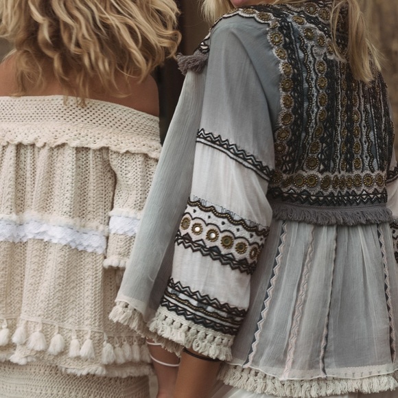 Anthropologie Jackets & Blazers - Intropia Beaded Embroidered Boho Open Jacket M